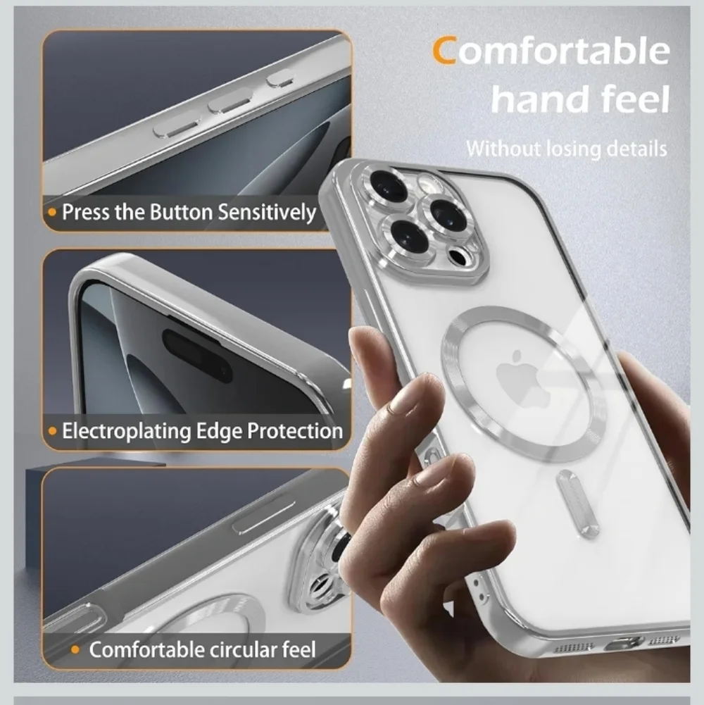 Apple iPhone Case with MagSafe - Silver and Clear